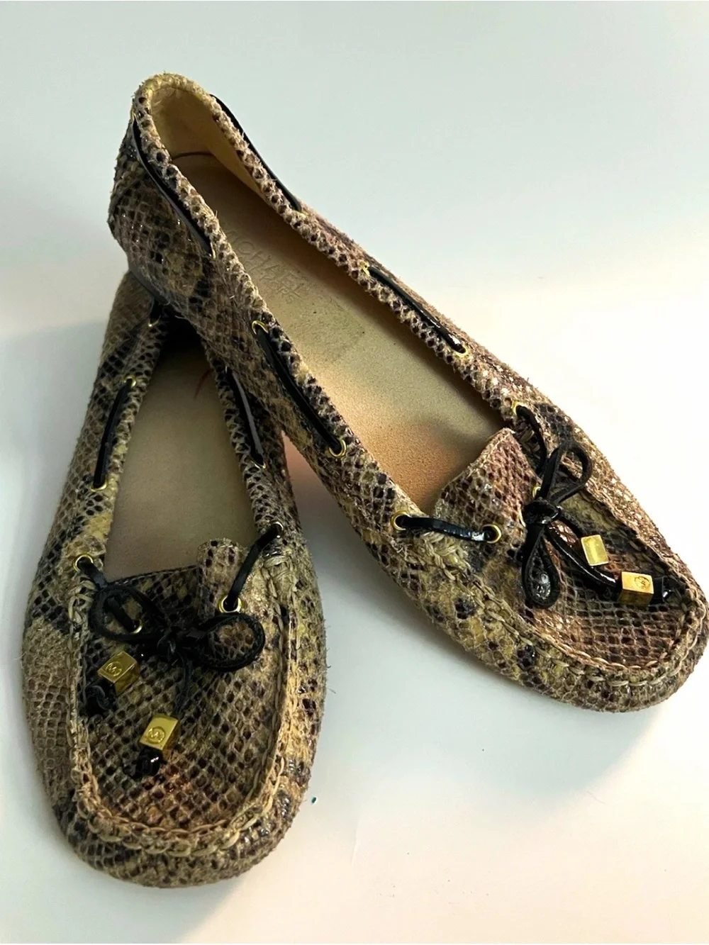 Michael Kors Snake-Print Moccasin Loafers in Brown and Black